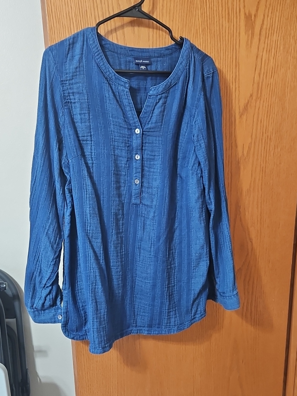 J. Jill Indigo Blue Long-Sleeve Button Front Tunic